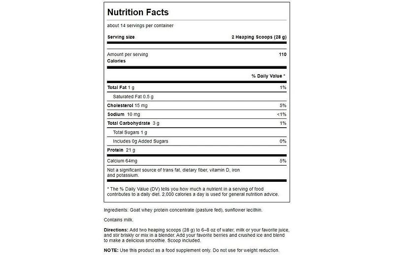 Swanson Goat Whey Protein Concentrate 14 Ounce (397 g) Pwdr