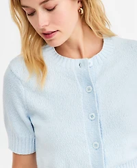 On 34th Women's Crewneck Short-Sleeve Textured Button-Front Cardigan, Macy's Exclusive