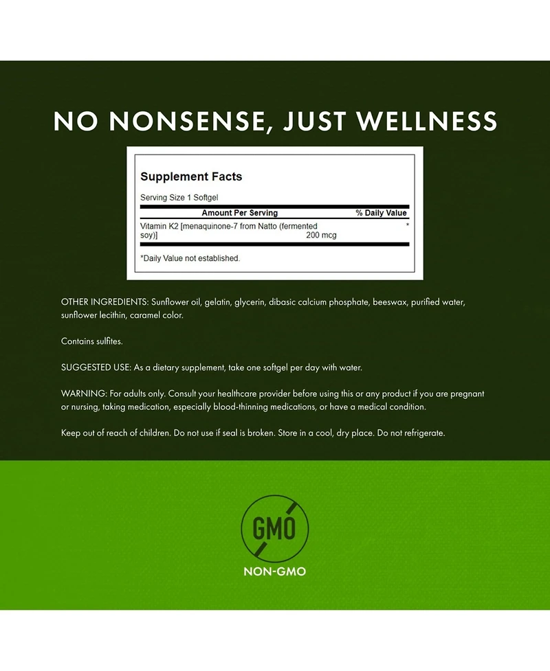 Swanson Maximum Strength Vitamin K2 (Menaquinone-7) 200 mcg