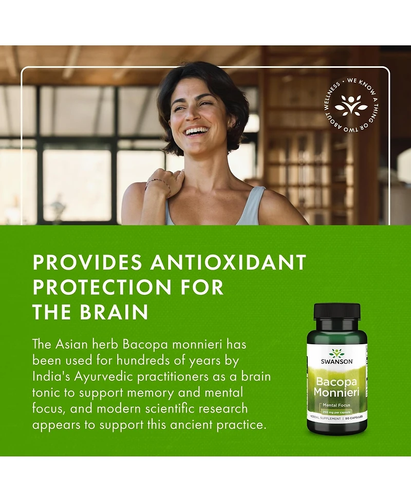 Swanson Bacopa Monnieri Extract Bacognize 250 Milligrams 90 Capsules