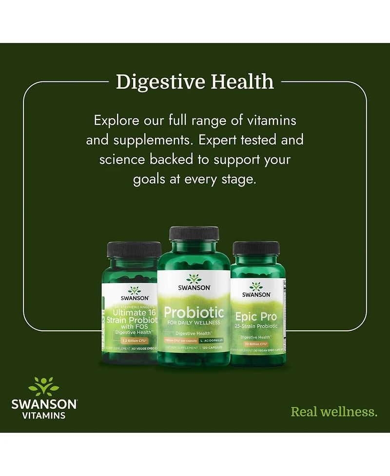 Swanson Lactobacillus Gasseri Probiotic, Digestive Health, Satiety and Fat Metabolism Support, 3 Billion Cfu, 60 Veggie Capsules