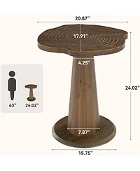 Tribesigns Solid Wood End Table, 20.87" Small Round Pedestal Side Table with Tree-Ring Patterns