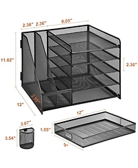Gnuadz Desk Organizer File Holder 5-Tier Letter Tray Pen Mesh Storage