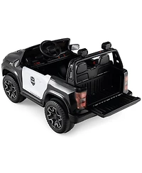 Slickblue Kids 24V Police Ride-On Car, 2-Seater 4WD with Megaphone and Led Lights
