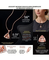 Sterling Silver 18K Rose Gold Overlay Champagne Cubic Zirconia Triangle Necklace