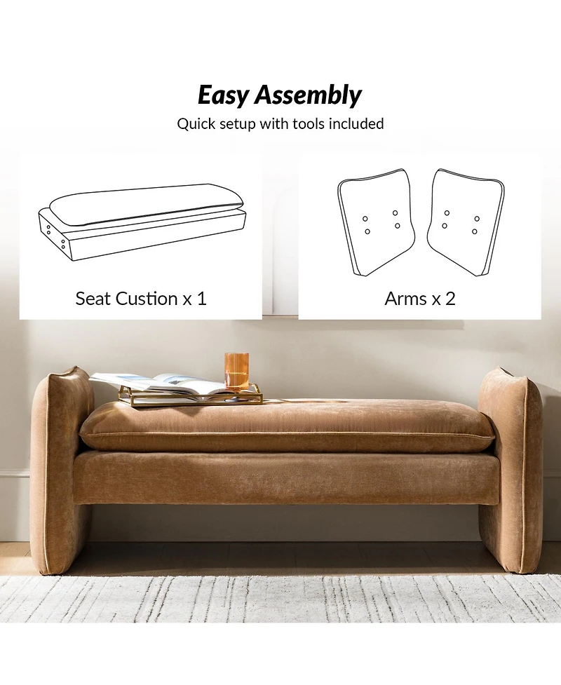 Hulala Home Ella Modern Chenille Fabric Upholstered Bench