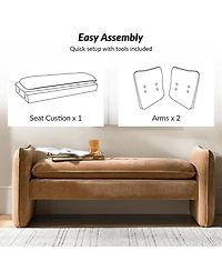 Hulala Home Ella Modern Chenille Fabric Upholstered Bench