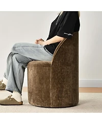 Maison Boucle Set of 2 Chenille Swivel Accent Chairs with Casters, Barrel Chair