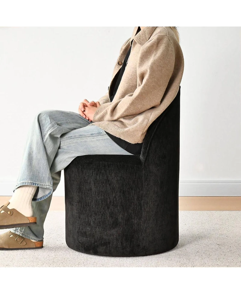 Maison Boucle Set of 2 Chenille Swivel Accent Chairs with Casters, Barrel Chair