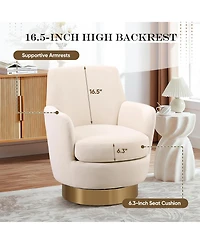 Rainsken 360degree(s) Swivel Barrel Chair, Velvet Upholstered Round Accent Chair with Stainless Steel Base for Living Room, Read Room - (1Piece).