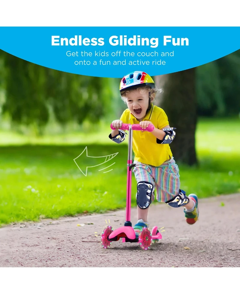 Best Choice Products Kids Mini Kick Scooter Toy w/ Light-Up Wheels and Height Adjustable T-Bar