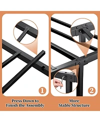 gaomon Metal Platform Bed Frame with Graphic Headboard Under Bed Storage