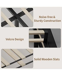 gaomon Bed Frame with Wingback Headboard, Velvet Upholstered Platform Bed Frame, Strong Wooden Slats, No Box Spring Needed