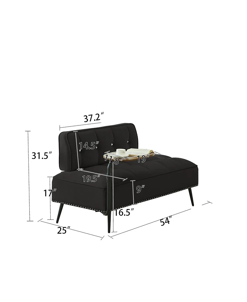 Streamdale Furniture Modern 54" Velvet Loveseat with Rotating Side Table