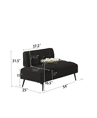 Streamdale Furniture Modern 54" Velvet Loveseat with Rotating Side Table