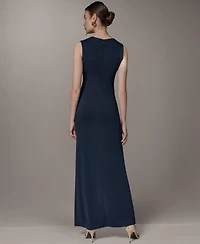 Donna Karan New York Women's Maxi Sleeveless Hardware Detail Dress