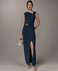 Donna Karan New York Women's Maxi Sleeveless Hardware Detail Dress