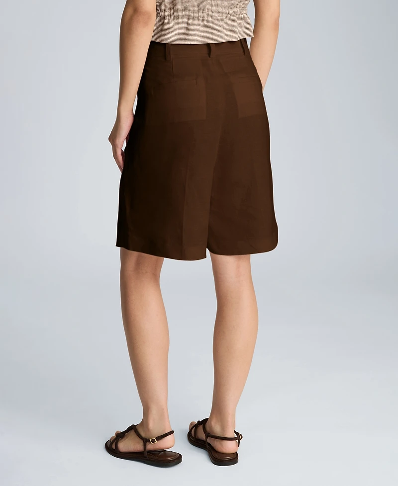 Kenneth Cole Women's High-Rise Pleated Bermuda Shorts