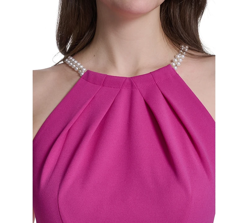 Eliza J Women's Sleeveless Pleated Neck Sheath Dress
