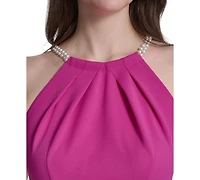 Eliza J Women's Sleeveless Pleated Neck Sheath Dress