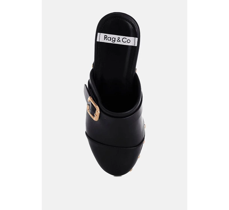 Rag & Co Women's Pinto Studded Genuine Leather Clogs