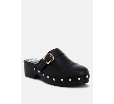 Rag & Co Women's Pinto Studded Genuine Leather Clogs
