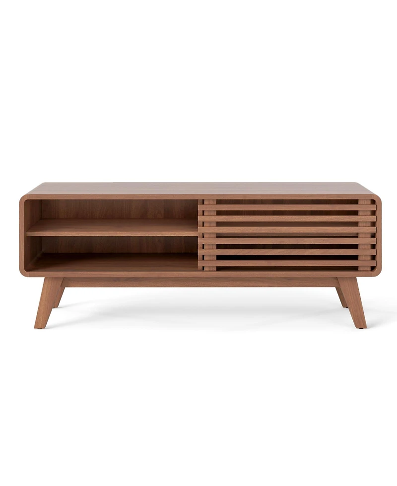 Gouun 47.5-Inch Sliding Door Tv Stand with Rubber Wood Legs