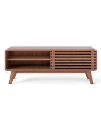 Gouun 47.5-Inch Sliding Door Tv Stand with Rubber Wood Legs