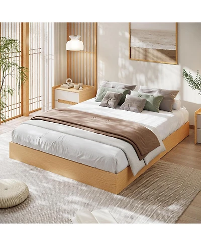 gaomon Platform Bed Frame with Wooden Slats, Floor-Standing Design, No Box Spring Needed
