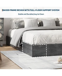 gaomon Platform Bed Frame with Wooden Slats, Floor-Standing Design, No Box Spring Needed
