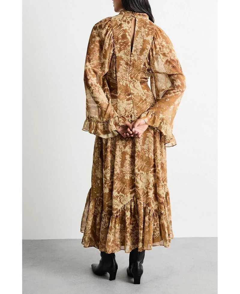 Warehouse Women's Romantic Chiffon Sleeve Midaxi Dress