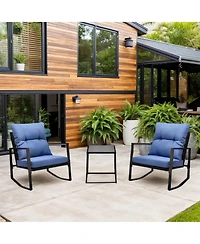 Mondawe 3-Piece Wicker Rocking Bistro Set with Cushions