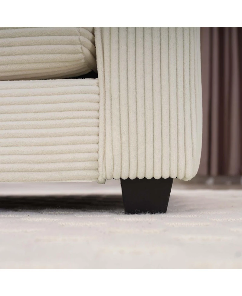 Streamdale Furniture Corduroy Chair with Ottoman and Pillow