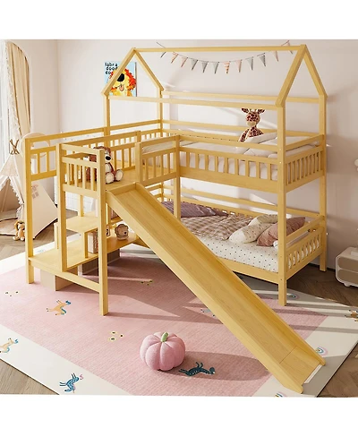 Streamdale Furniture Bunk Bed with Slide and Storage Stairs