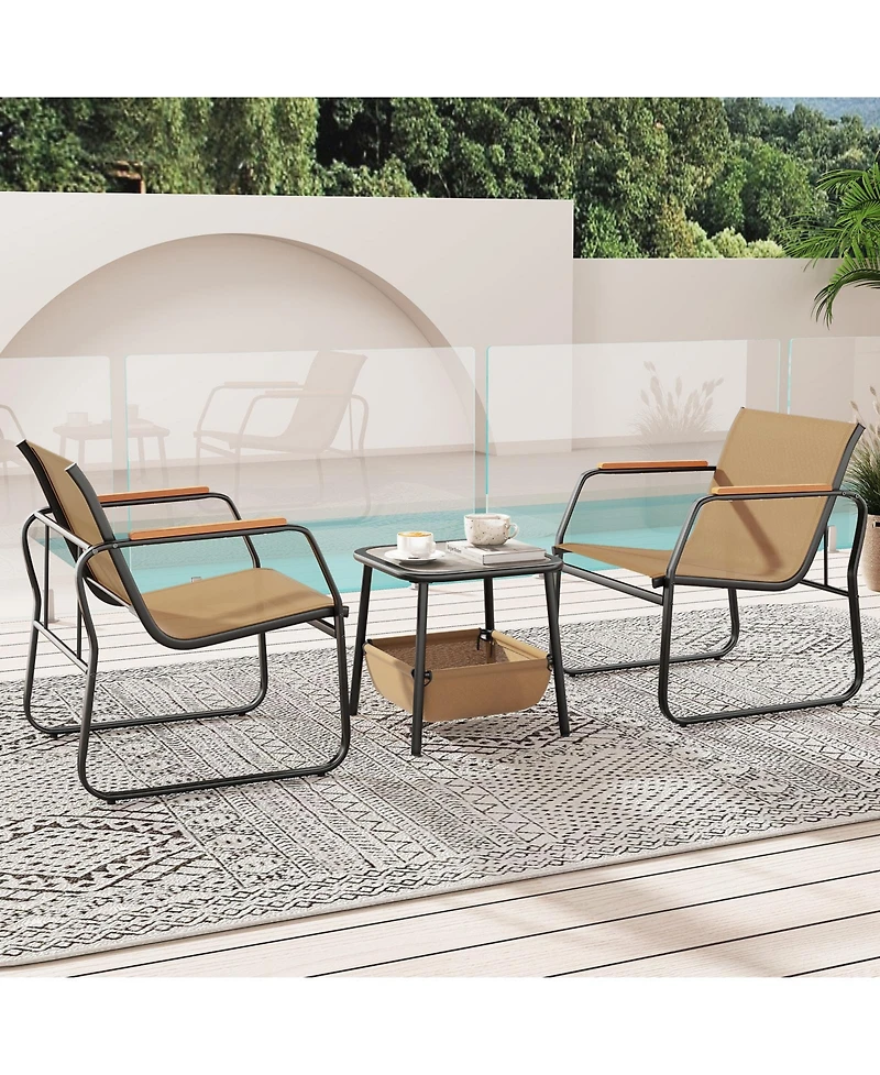 Sugift 3 Pieces Patio Furniture Set Outdoor Bistro Conversation Set