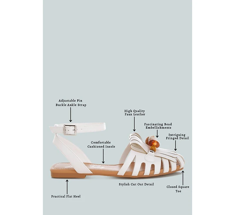London Rag Women's Saguara Cut Work Bead Embellished Flats