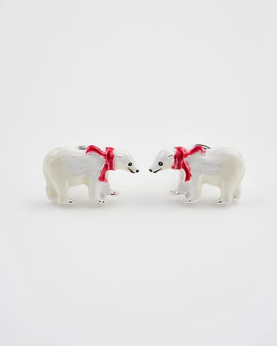 Fable England Cosy Polar Bear Silver Stud Earrings