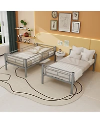 Lucky One Twin Over Twin Metal Bunk Bed for Kids Boys Girls