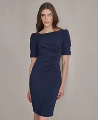 Dkny Petite Ruched Jewel Neck Sheath Dress