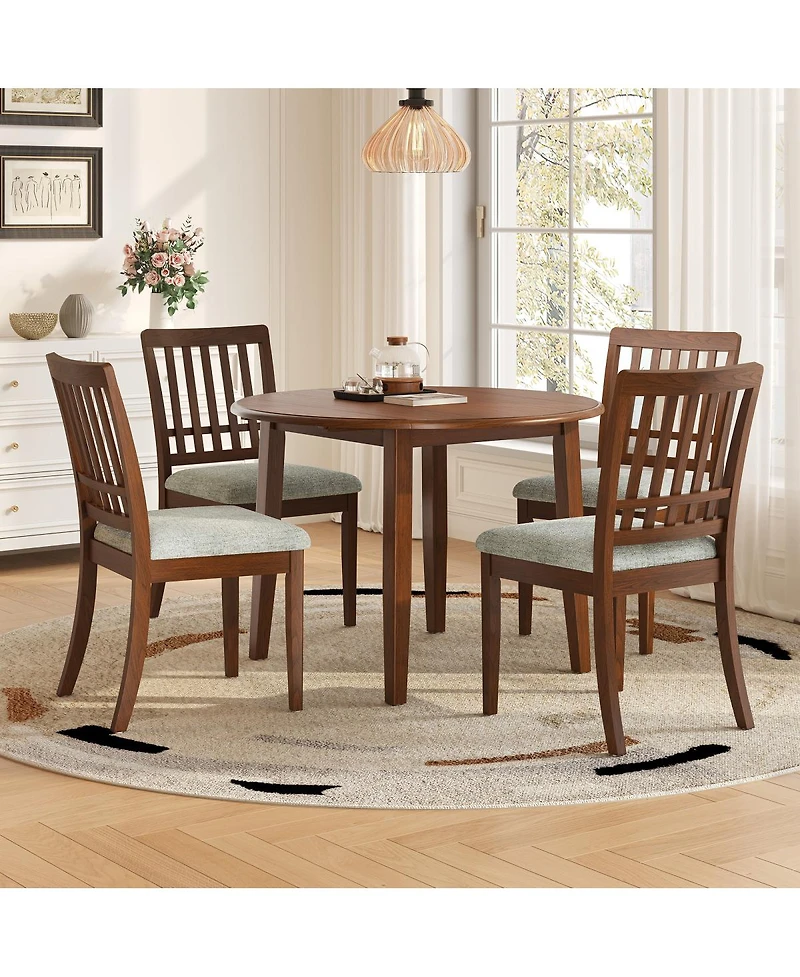 Streamdale Furniture Five Piece Round Dining Set with Four Upholstered Chairs