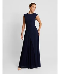 Six Stories Women's Cap Sleeve Pleated Maxi Dress