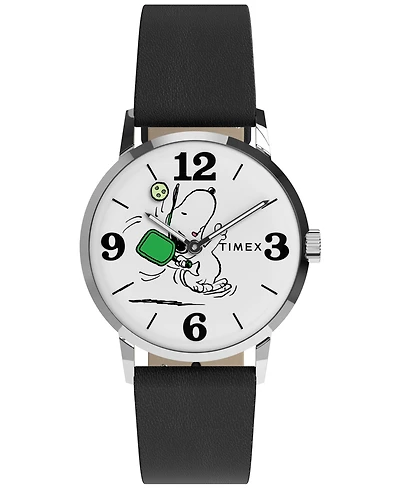 Timex Unisex Quartz Analog Black Leather Watch 38mm