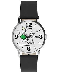 Timex Unisex Quartz Analog Black Leather Watch 38mm