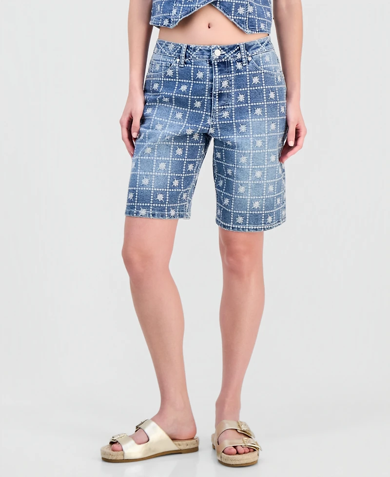 And Now This Women's Patchwork Embroidered Jorts, Macy's Exclusive