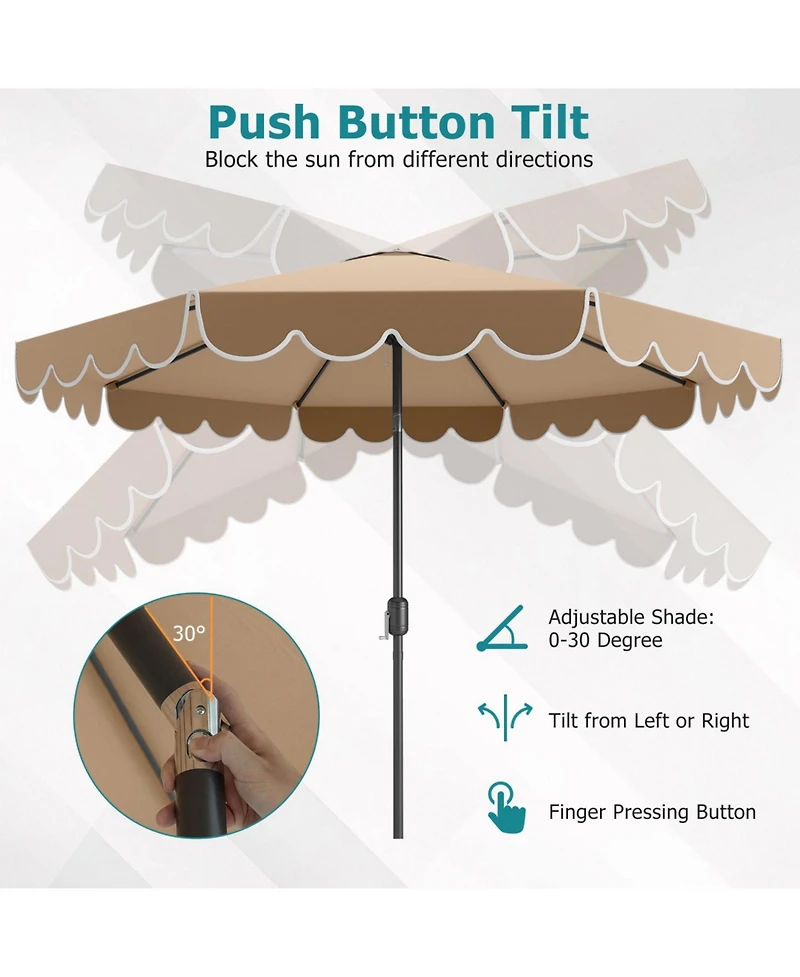 Slickblue Outdoor Patio Umbrella with Crank and Push Button Tilt Mechanism