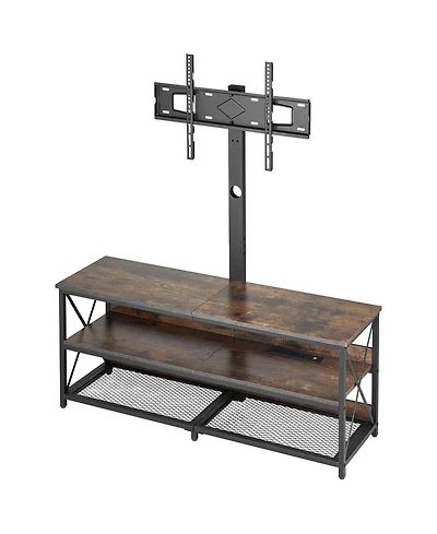 Gouun 48-Inch Swivel Mount Tv Stand with Power Outlets for 32-75 Inch TVs