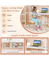 Gouun Loft Bed with Desk and Shelves for Home Dorm Apartment No Box Spring Needed