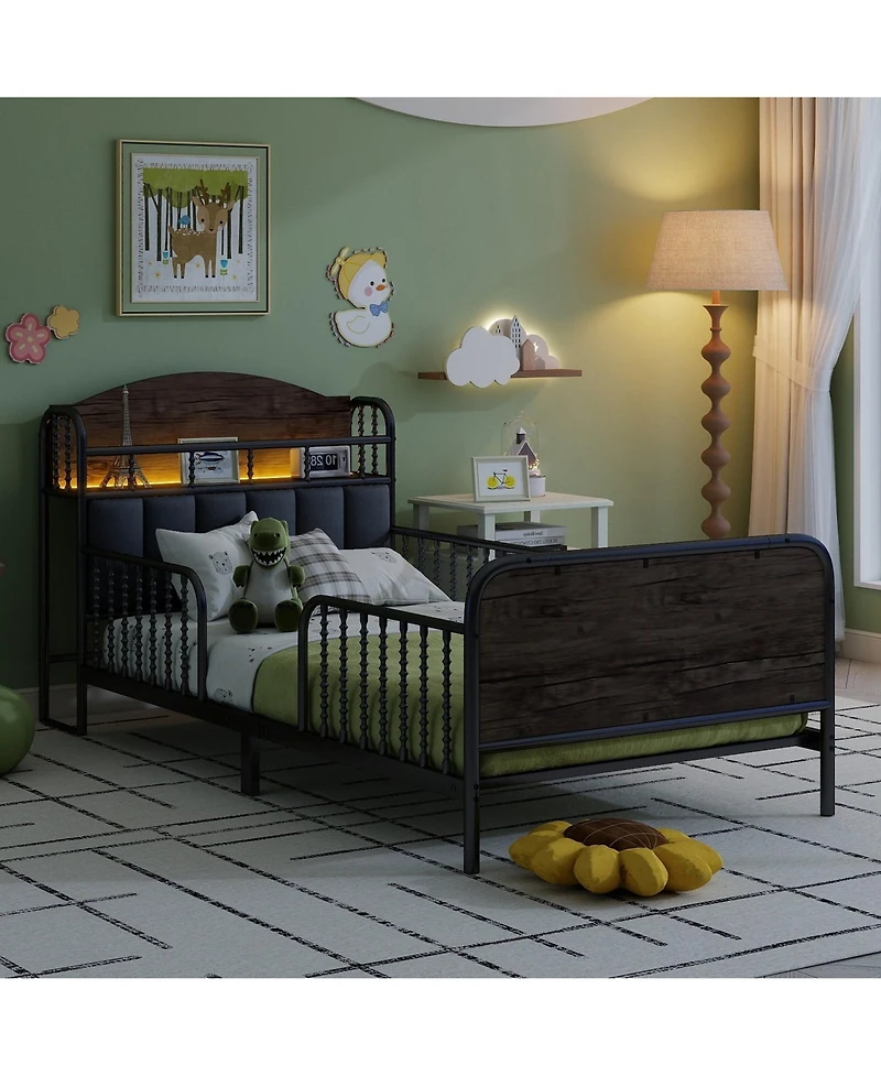 Lucky One Metal Platform Bed Frame with Light