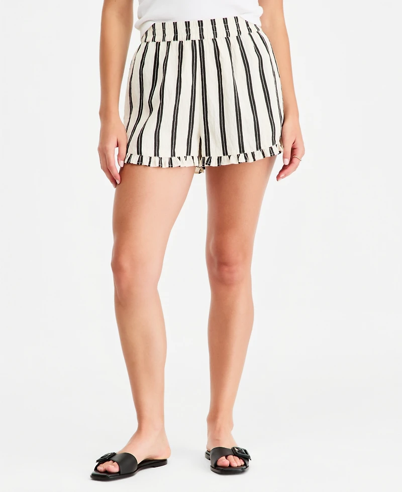 On 34th Women's Stiped Textured Pull-On Ruffled Shorts, Macy's Exclusive