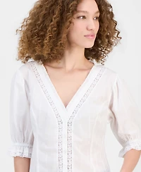 And Now This Women's Ruffled-Neck Short-Sleeve Blouse, Macy's Exclusive